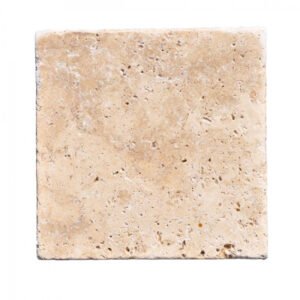 Premium Select 12×12 Ivory Swirl® Tumbled Travertine Pavers