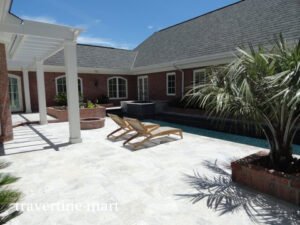 French Pattern Silver Tumbled Travertine Pavers