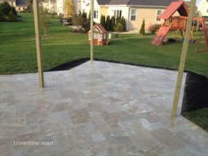 French Pattern Walnut Tumbled Travertine Pavers