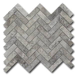 Stone USA Silver Travertine Herringbone H/F 1×3 TM 06-5244