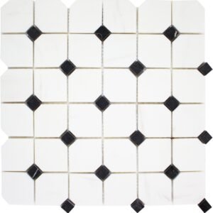 Stone USA 2 Hexagon Bianco V. Dolomite w/ Black Honed TM 06-5273