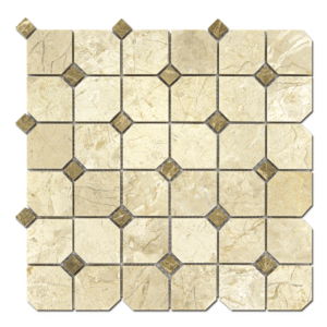 Stone USA 2 Hexagon Crema Nouva w/ Emperador Polished TM 06-5481