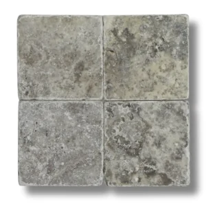 Stone USA Silver Travertine Tumbled 4×4 TM 02-2433